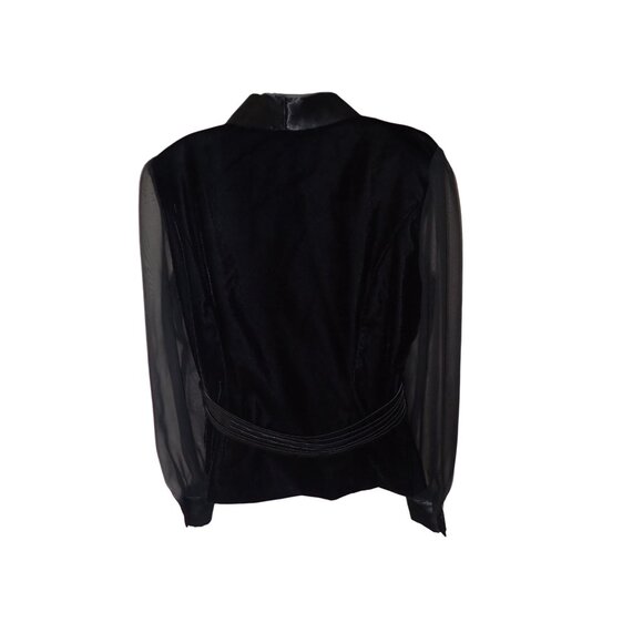 Vintage R & K Evening Sz 8 Black Velvet Sheer Long Sleeve Jacket Elegant 90's - Picture 9 of 14